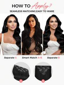 SMART&MATCH Clip In Hair Extensions Real Human Hair, Remy Human Hair Extensions Clip Ins For Women, Natural Human Hair, 14-20 Inch 2 Packs (4pcs+7pcs) - S1 - View 6