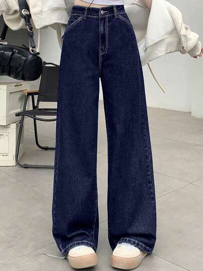 DAZY Vintage Washed Straight Leg Casual Jeans