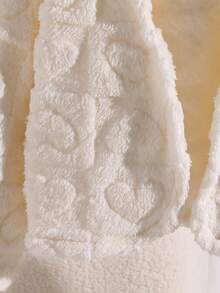 Sparklyn 女童纹理提花面料披肩领仿皮草夹克，时尚高端优雅百搭小外套，白色花卉图案，秋冬返校季 - 白色 - 查看 3