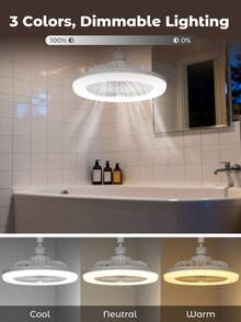 Teckwe Portable Desktop Fan, USB Silent Small Fan, Dual-Purpose For Office Desktop And Camping, 3 Wind Speed Settings + Soft Light LED, Can Be Hung Or Stood