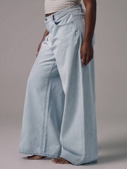 MUSERA Plus Size Wide Leg Denim Jeans Everyday Flattering Core Denim