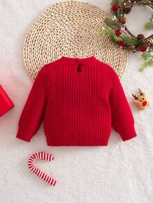 SHEIN Luźne, wygodne, luźne, z długim rękawem, noworodkowe swetry, jesienno-zimowe ubrania dla dziewczynek