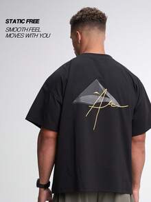 Men's Casual Versatile Letter Print Oversized Sports T-Shirt