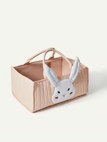 婴儿必备用品，粉色兔耳朵造型婴儿收纳篮，适用于存放尿布、婴儿礼物、婴儿洗衣篮 - 彩色 - 查看 3
