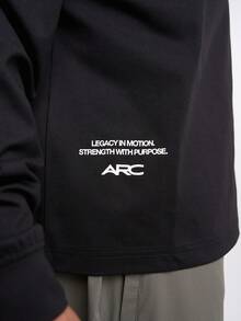 Camiseta de manga larga de unicolor casual para hombres ARC - Negro - Ver 4