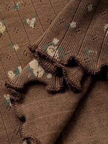 DAZY 2件套碎花无袖背心和宽松裤子女式睡衣套装 - 棕色 - 查看 7