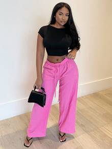 Alexandranx Primavera Novas Calças Femininas de Lazer com Cintura Baixa e Cós Dobrável