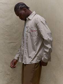 Long Sleeve Oversized Checked Button Through Shirt "Musero" Branded Embroidery Fall SUMMER SPRING - Multicolor - View 3