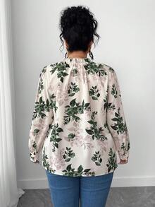 Elenzga 大码女式 2025 新款优雅派对/约会提花蕾丝拼布荷叶边袖腰收腰 A 字型修身衬衫，适合返校、毕业典礼、节日、情人节、音乐节、母亲节、万圣节、感恩节、复活节、国庆节、庆典、约会、婚礼、郊游 - 墨綠色 - 查看 2