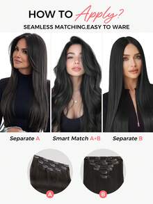 SMART&MATCH Clip In Hair Extensions Real Human Hair, Remy Human Hair Extensions Clip Ins For Women, Natural Human Hair, 14-20 Inch 2 Packs (4pcs+7pcs) - S1B - View 6