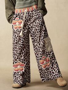 Bohemela 女式休闲针织拼布宽松直筒裤 - 彩色 - 查看 4