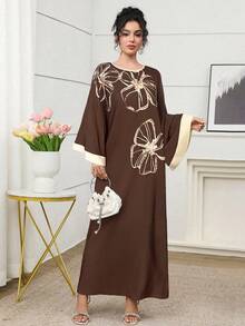 Al Najma 女士土耳其长裙和阿拉伯传统长袍 - 咖啡棕 - 查看 4