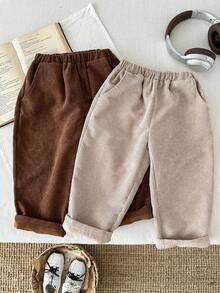 LMoss Kids 2件套男童灯芯绒纯色休闲裤套装