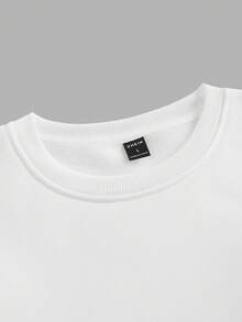 Manfinity Homme Men's Solid Color Basic Sweatshirt Crew Neck White Long Sleeve Gym Sweatshirt, For Friends, Husband, Boyfriend Gifts, For Fall