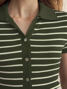 BizChic 2025 Herbst/Winter Neu Grün gestreifter Cardigan mit Knopfleiste, elegant und modisch für BüroLässigit, Party, Hochzeit, Strand, Urlaub, geeignet für formelle Anlässe, Frühstück, Flughafen, Nationalfeiertag, Neujahr, Weihnachten, Thanksgiving