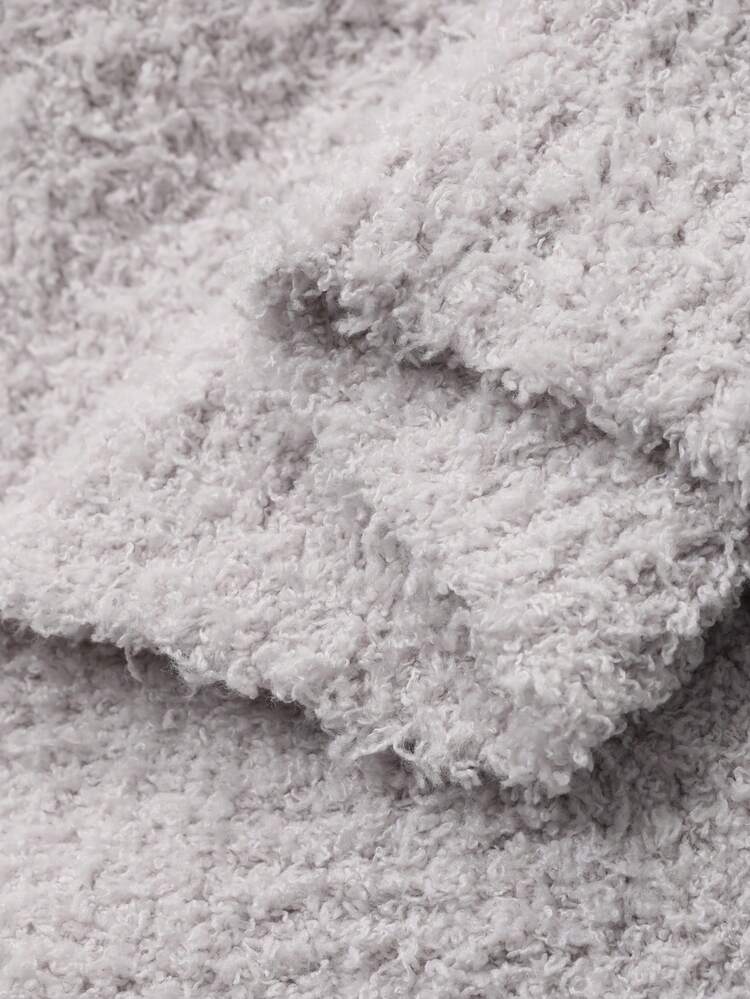 Women's Simple Half-Fleece Loose Fluffy Cozy Pajama Clothes Set, Winter