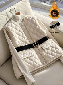 Franclia 2025 Autumn And Winter Women's Casual Versatile Autumn And Winter Diamond Wuling Lightweight Quilted Vest Women's Cotton Jacket Women's Autumn And Winter Series Women's Winter Jacket Women's Winter Clothes