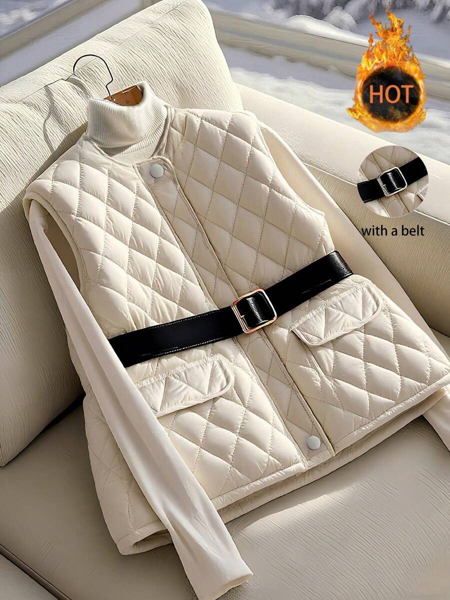 Franclia 2025 Autumn And Winter Women's Casual Versatile Autumn And Winter Diamond Wuling Lightweight Quilted Vest Women's Cotton Jacket Women's Autumn And Winter Series Women's Winter Jacket Women's Winter Clothes