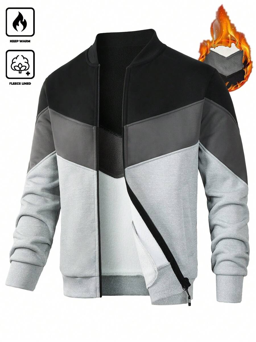 Manfinity Homme 男士秋冬拼接保暖内衬夹克,带保暖内衬和立领,长袖拉链保暖内衬夹克,休闲男士保暖内衬夹克,男士休闲夹克,男士保暖内衬夹克,男士休闲夹克,男士夹克,男士拉链夹克,男士长袖拉链夹克,适合日常休闲、周末旅行、户外活动、探险旅行、轻松的工作环境或半正式场合,也是送给男友/丈夫、周年纪念日或圣诞节的理想礼物。 - 彩色 - 查看 1