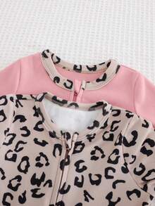 Cozy Pixies Neugeborenes Baby Mädchen Leoparden Muster Gestrickter Weicher Rundhals Langarm Romper & Hose 2 Stücke Set