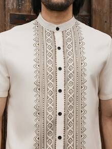 Manfinity RSRT Men's Geometric Pattern Short Sleeve Single-Breasted Shirt - Multicolor - View 7