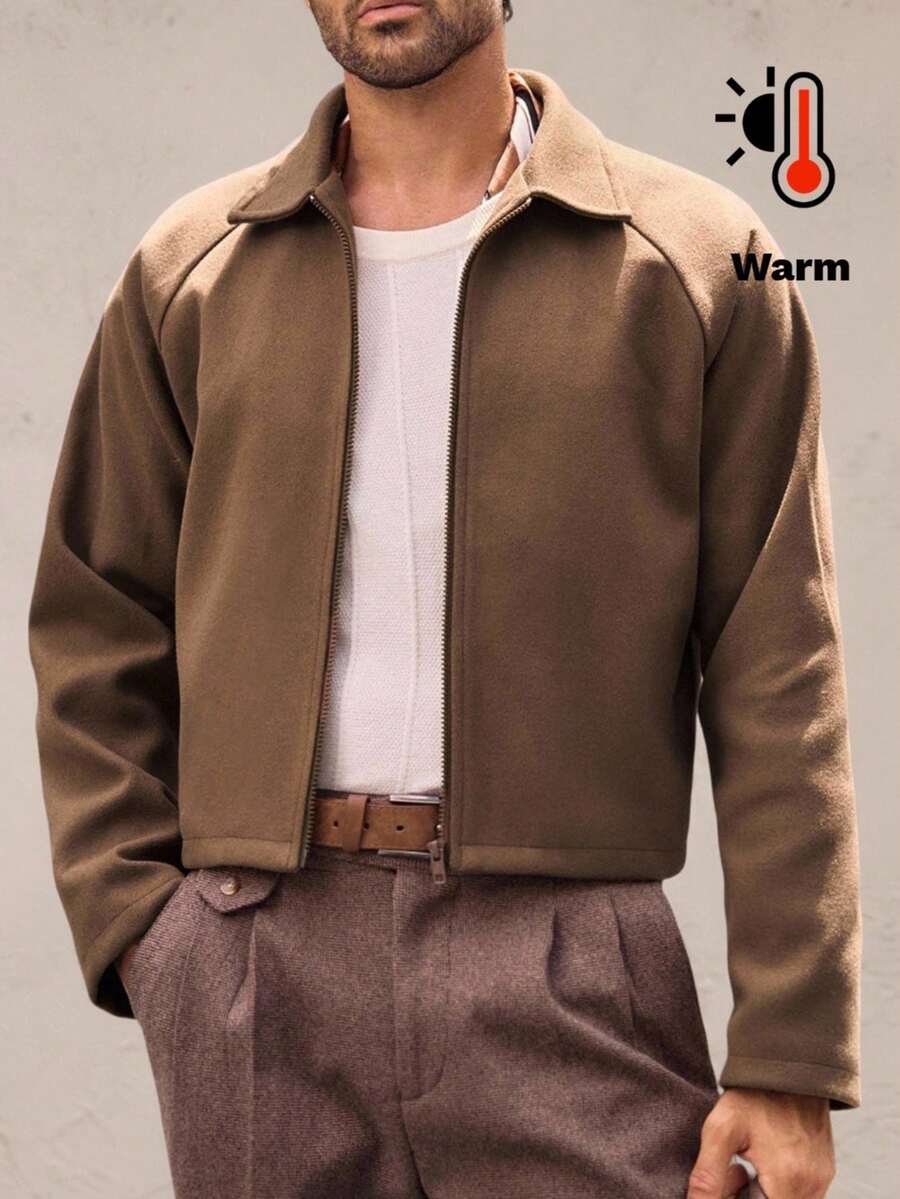 Manfinity NXTstreet 男士休闲长袖大衣，适合日常穿着，秋冬季大地色系摩卡棕色大衣 - 咖啡棕 - 查看 1