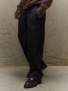 Musero Pleat Front Straight Leg Tailored Trousers Pants Fall SUMMER SPRING - Black - View 3