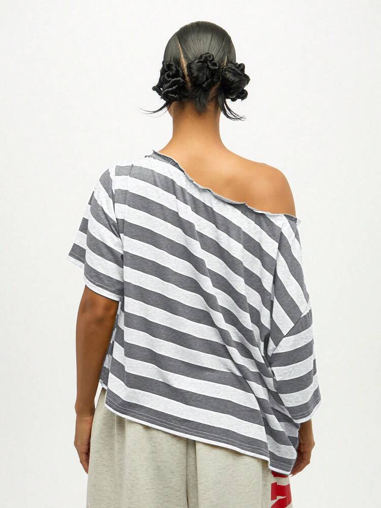 SUMWON WOMEN Striped Off Shoulder Top With Tie Detail