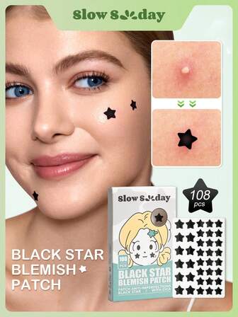 Parches para manchas de Slowsunday con estrella negra, parches para manchas, eliminación del acné, parches para granos, calmantes para la piel