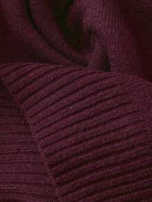 Linhara Plus Size Women Knitted Wool Sweater Loungewear Set, Coffee Color - Red Violet - View 5