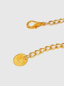 ROMWE Fairycore 1pc Women Golden Coin Accessories With Bell Tassel Boho Chain Coin Decor Waist Skirt Dress Accessories, Versatile For Daily Wear - Gold tassel gold coin chain - View 4