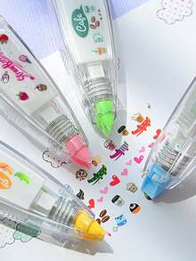 1 pièce Ruban adhésif décoratif à imprimé fraise, fournitures de bureau et scolaires créatives, ruban washi décoratif pour agenda - Rouge - Voir 5