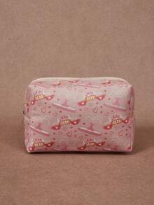 FRIENDS X SHEIN Túi đựng mỹ phẩm họa tiết hoạt hình, Túi đựng đồ trang điểm di động có khóa kéo, Túi đa năng, Túi du lịch nhẹ, Phù hợp cho cả nam và nữ - Nhiều màu - Xem 2