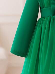 Glamorique Kids 女童荷叶边薄纱蝴蝶结装饰连衣裙，可爱 3 岁生日派对连衣裙，适合花童婚礼场合