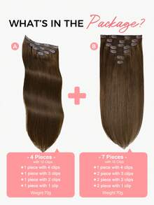 SMART&MATCH Extensiones de cabello humano real con clip, extensiones de cabello humano Remy con clip para mujeres, cabello humano natural, 14-20 pulgadas 2 paquetes (4 piezas + 7 piezas) - S4 - Ver 3