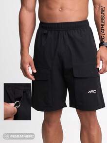 Men's Cargo Shorts Sports Casual Weightlifting Durable - Black - View 1