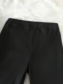 Genkimix Kids 女童可爱心形图案蓬松长袖圆领上衣搭配黑色喇叭裤T恤套装