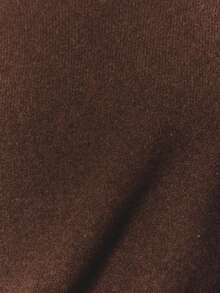 MUSERA 蓬松针织超大款缝线细节圆领套头衫 冬季居家服 舒适 工作 可爱 优雅 休闲 春季度假毛衣 - 咖啡棕 - 查看 6