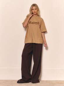 MUSERA Áo phông in hình cỡ lớn, dễ thương, cá tính, ấm áp, thích hợp mặc hàng ngày vào mùa thu, đơn giản, phong cách đồng quê, cổ điển, màu caramel, thanh lịch, mùa xuân hè, ngày lễ. - màu nâu - Xem 5