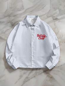 StoneGrade 复古美式拳击运动插画撞色条纹宽松短袖衬衫，常规版型