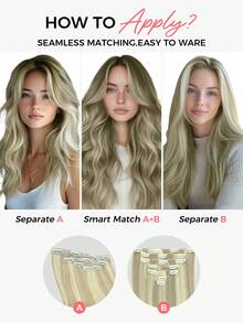 SMART&MATCH Clip In Hair Extensions Real Human Hair, Remy Human Hair Extensions Clip Ins For Women, Natural Human Hair, 14-20 Inch 2 Packs (4pcs+7pcs) - S18/613 - View 6