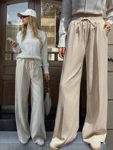 Elyressa Women's Elegant Casual Linen Khaki Pants, Suitable For Commuting - Khaki - View 1