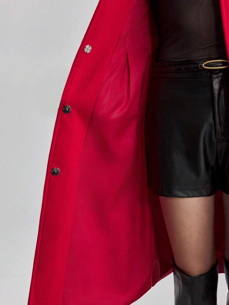 Women's Christmas Red Faux Fur Trim Waist Flare Dress,Elegant Autumn Dinner Date Workwear,Suitable For Wedding,New Year Modern Urban Fashion