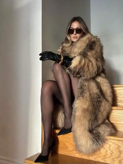 Anewsta Chaqueta de mujer con solapa grande, manga larga, holgada y de piel sintética, nuevo diseño de moda