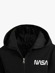 Boys' Casual Letter Graphic Print Jacket - Black - View 4