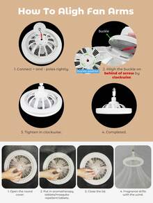 Teckwe Portable Desktop Fan, USB Silent Small Fan, Dual-Purpose For Office Desktop And Camping, 3 Wind Speed Settings + Soft Light LED, Can Be Hung Or Stood