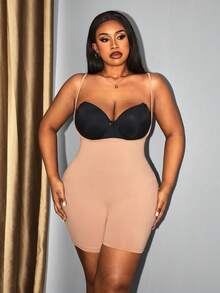 Hourglow Plus Size Women's Basic Seamless Jumpsuit - Apricot - View 4