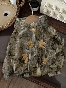 Attitoon Áo sweatshirt nữ cỡ lớn phong cách đường phố, họa tiết cành cây và lá cổ điển, thích hợp cho mùa thu/đông. - Nhiều màu - Xem 5