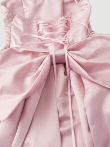 SHEIN MOD 缎面修身抹胸蝴蝶结装饰短款连衣裙