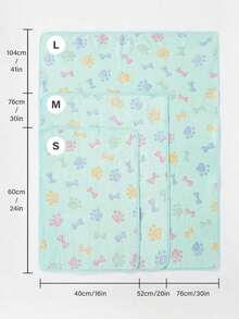 PETSIN 1pc Green Paw Bone Pattern Pet Cartoon Blanket